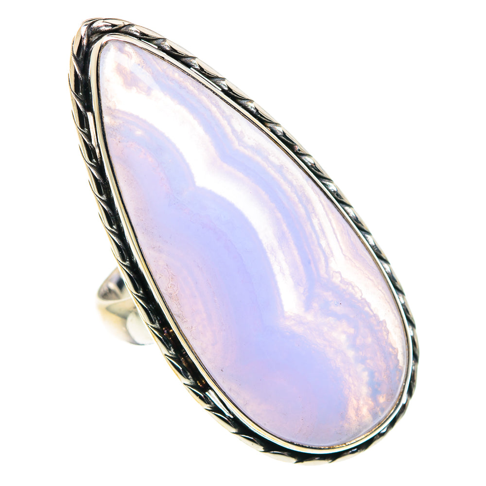 Blue Lace Agate Rings handcrafted by Ana Silver Co - RING87708