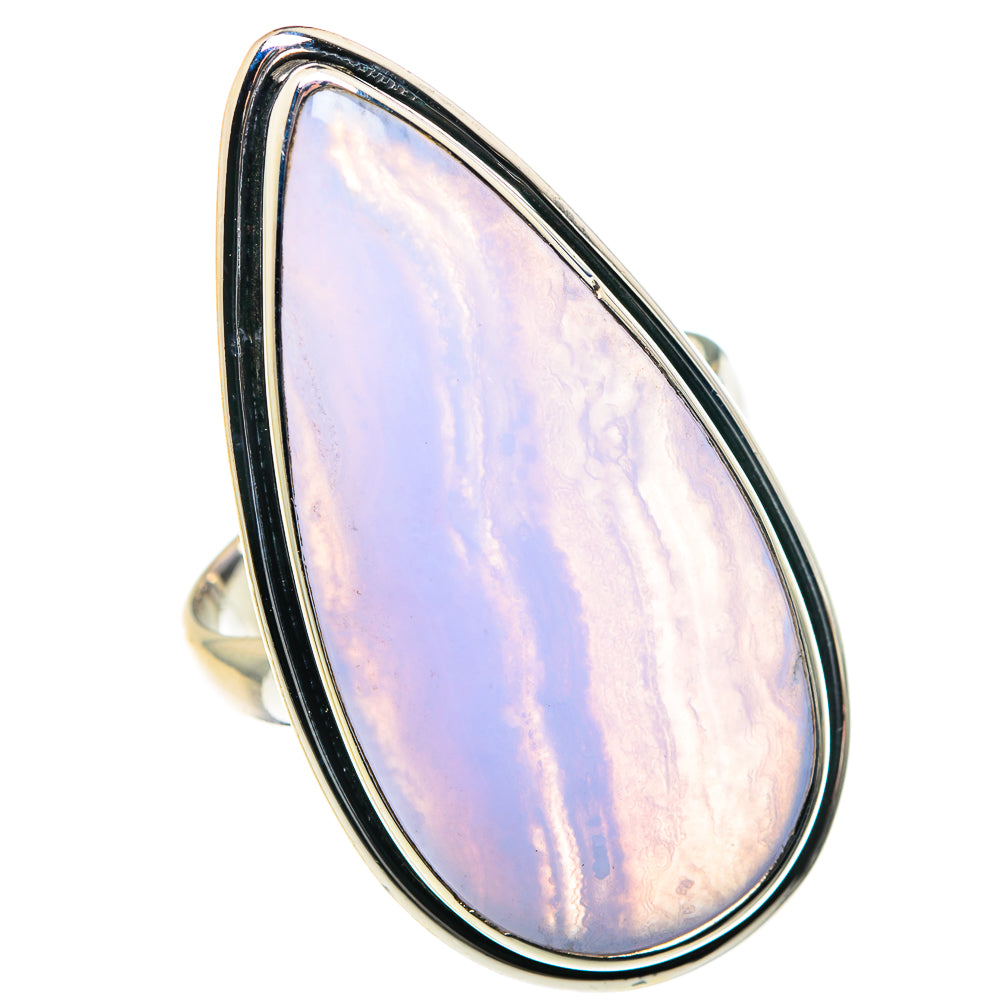 Blue Lace Agate Rings handcrafted by Ana Silver Co - RING87745