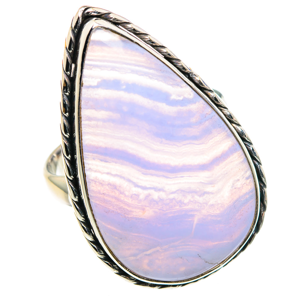Blue Lace Agate Rings handcrafted by Ana Silver Co - RING87813