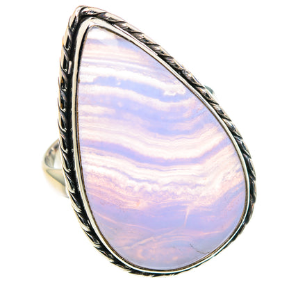 Blue Lace Agate Rings handcrafted by Ana Silver Co - RING87813