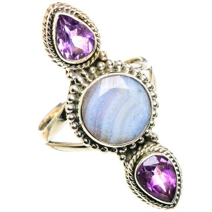 Blue Lace Agate Rings handcrafted by Ana Silver Co - RING88022