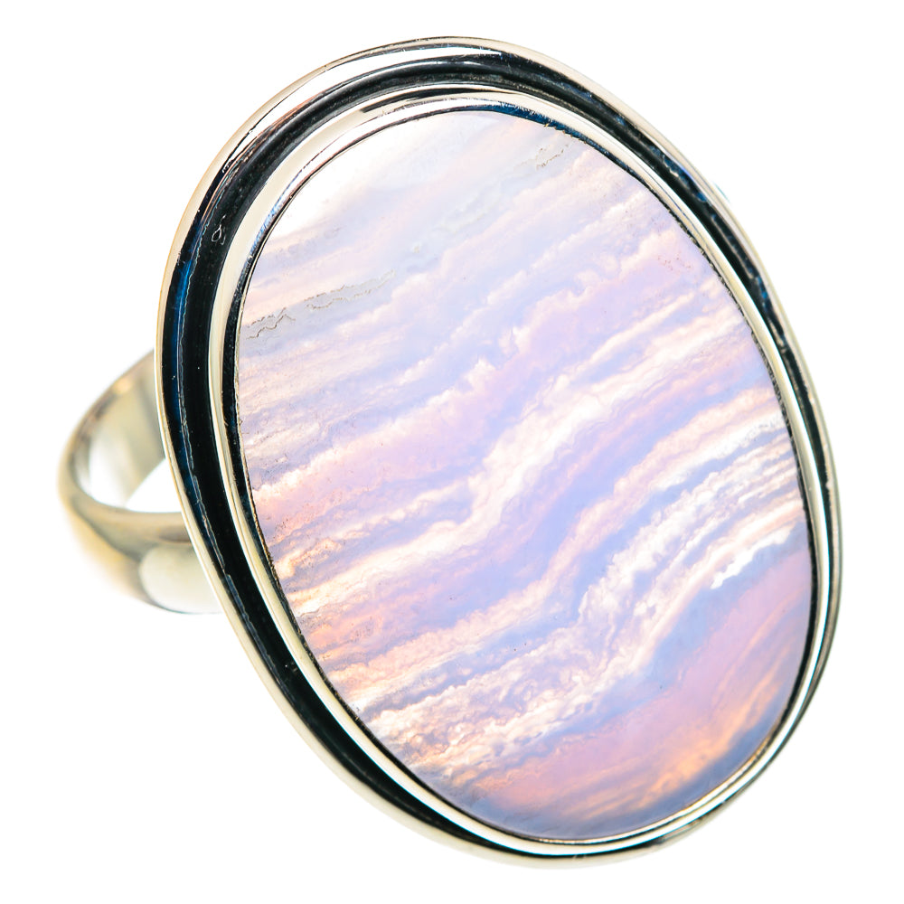 Blue Lace Agate Rings handcrafted by Ana Silver Co - RING88051