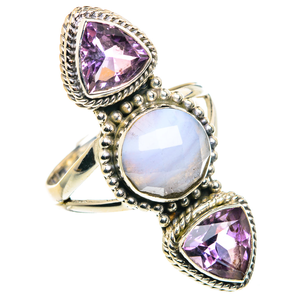 Blue Lace Agate Rings handcrafted by Ana Silver Co - RING88084