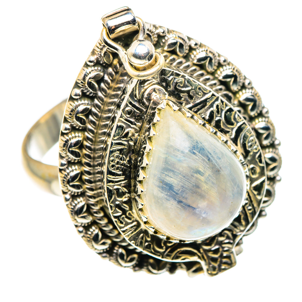Rainbow Moonstone Rings handcrafted by Ana Silver Co - RING88086