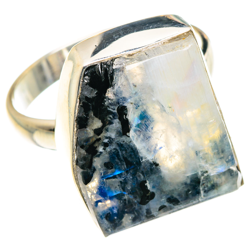 Rainbow Moonstone Rings handcrafted by Ana Silver Co - RING88112