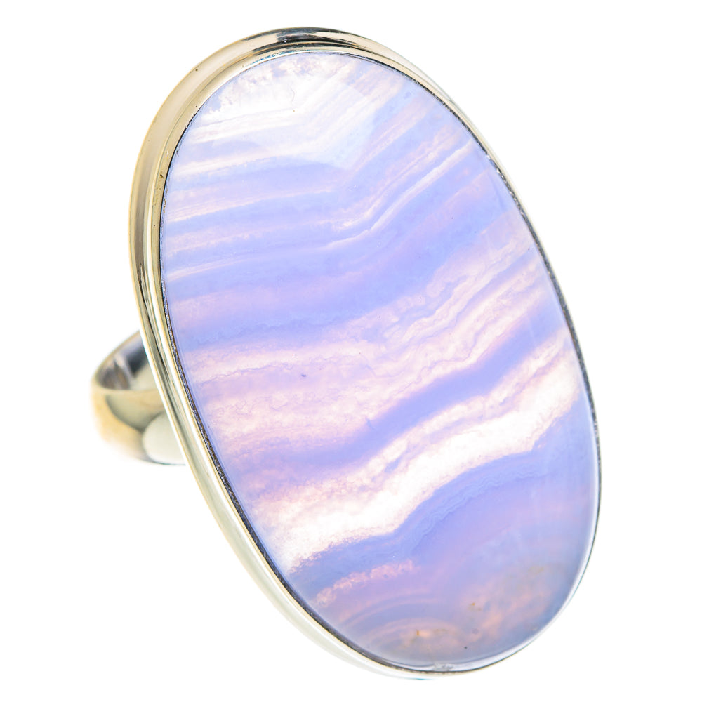 Blue Lace Agate Rings handcrafted by Ana Silver Co - RING88113