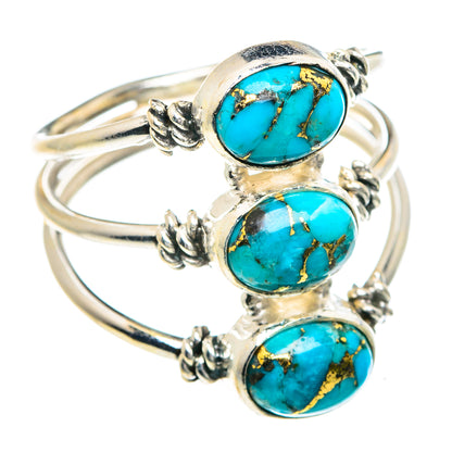 Blue Copper Composite Turquoise Rings handcrafted by Ana Silver Co - RING88134