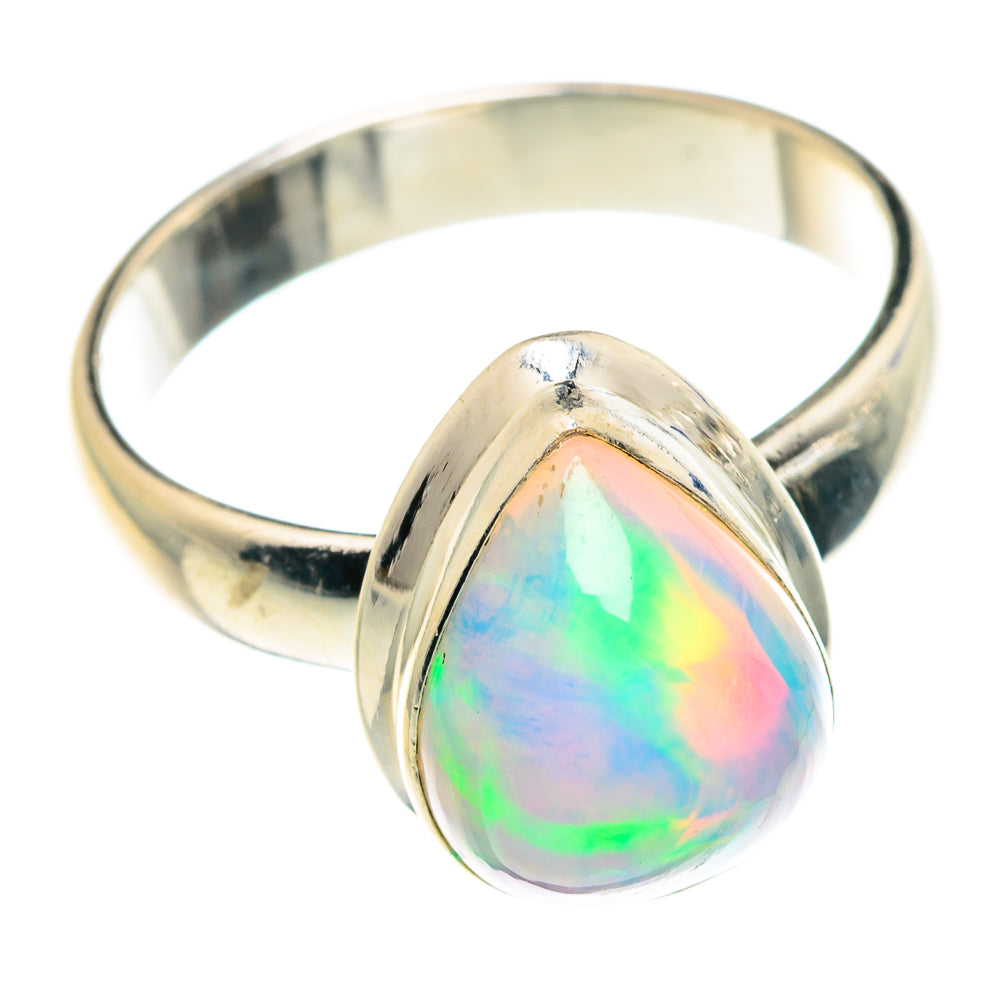 925 sterling silver opal ring with oval colorful iridescent cabochon, shiny band