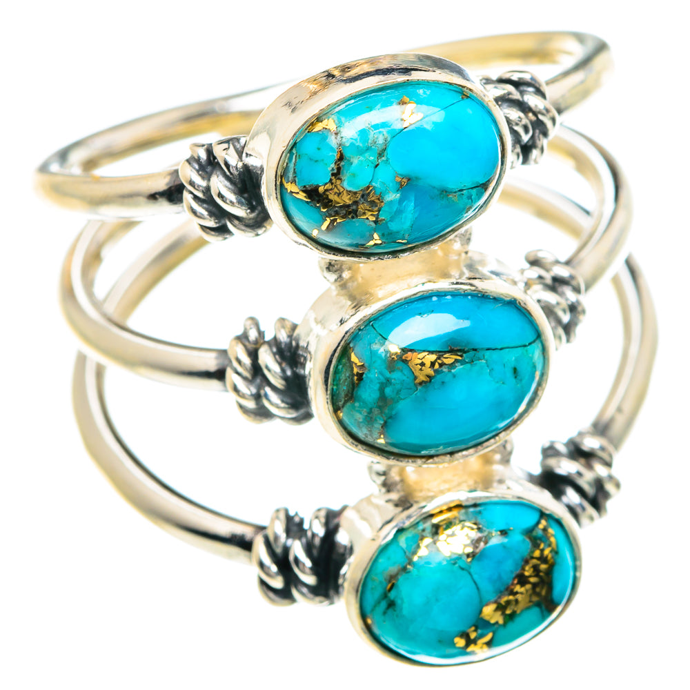 Blue Copper Composite Turquoise Rings handcrafted by Ana Silver Co - RING88232