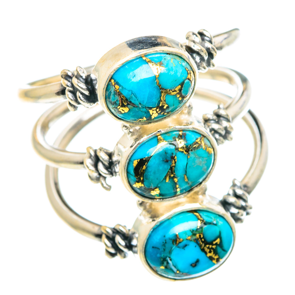 Blue Copper Composite Turquoise Rings handcrafted by Ana Silver Co - RING88290