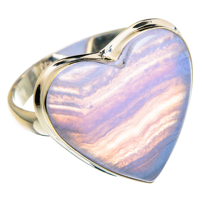 Blue Lace Agate Rings handcrafted by Ana Silver Co - RING88405
