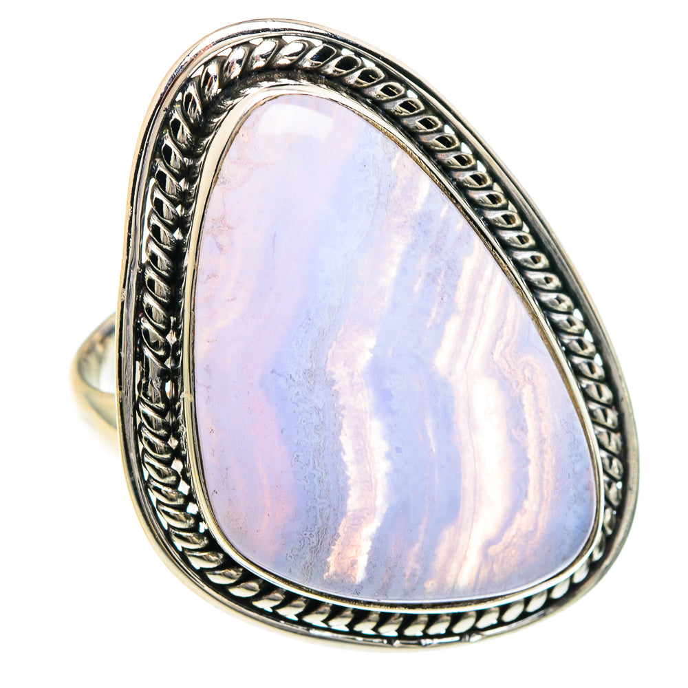 Blue Lace Agate Rings handcrafted by Ana Silver Co - RING88434
