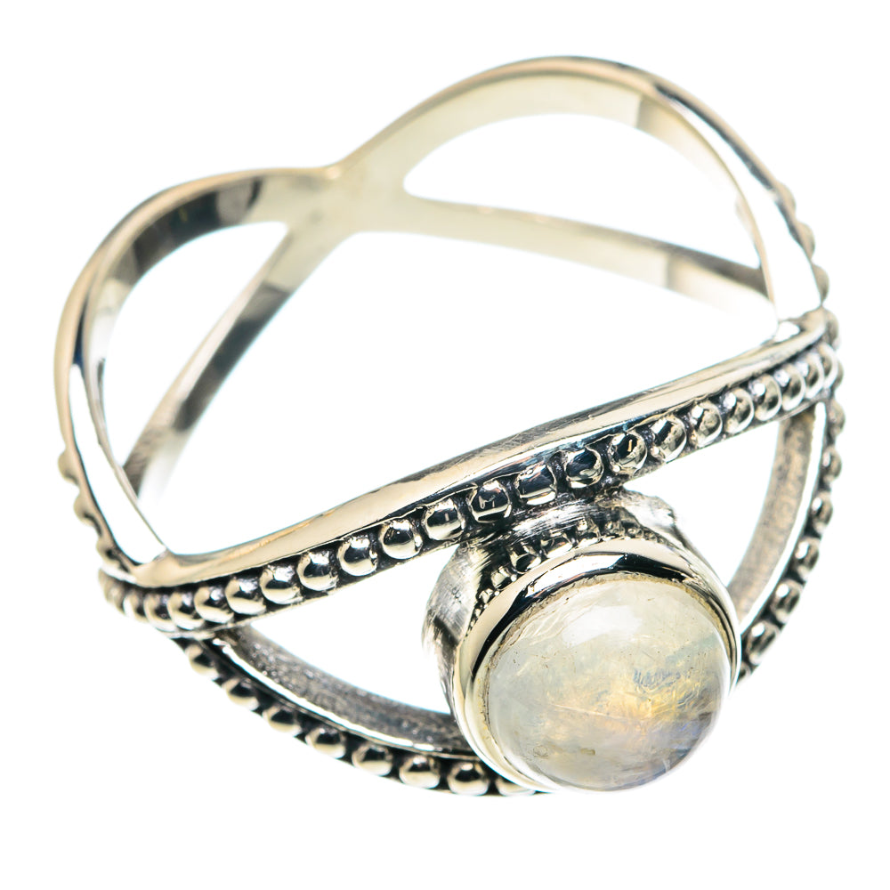 Rainbow Moonstone Rings handcrafted by Ana Silver Co - RING88490
