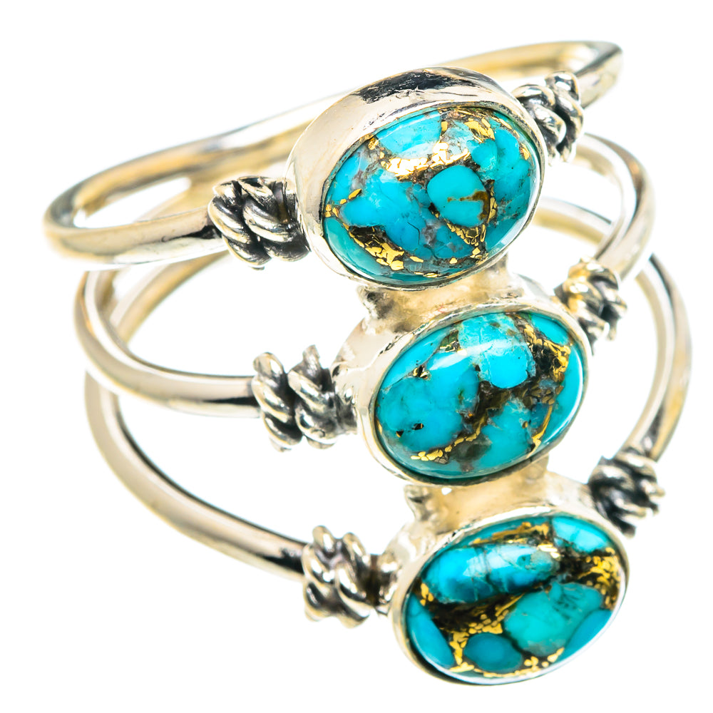 Blue Copper Composite Turquoise Rings handcrafted by Ana Silver Co - RING88591