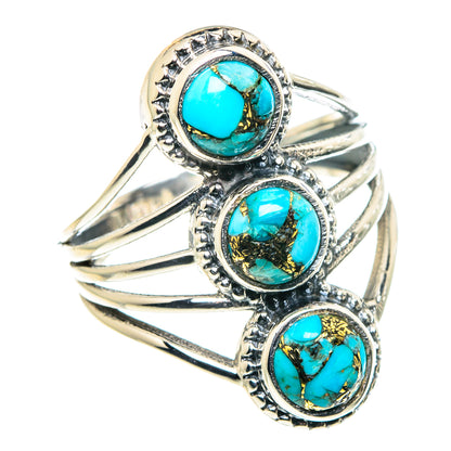 Blue Copper Composite Turquoise Rings handcrafted by Ana Silver Co - RING88626