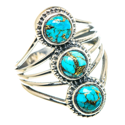 Blue Copper Composite Turquoise Rings handcrafted by Ana Silver Co - RING88643