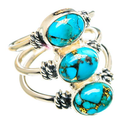 Blue Copper Composite Turquoise Rings handcrafted by Ana Silver Co - RING88657
