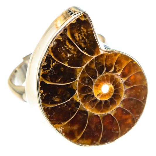 Ammonite Fossil Rings handcrafted by Ana Silver Co - RING88703