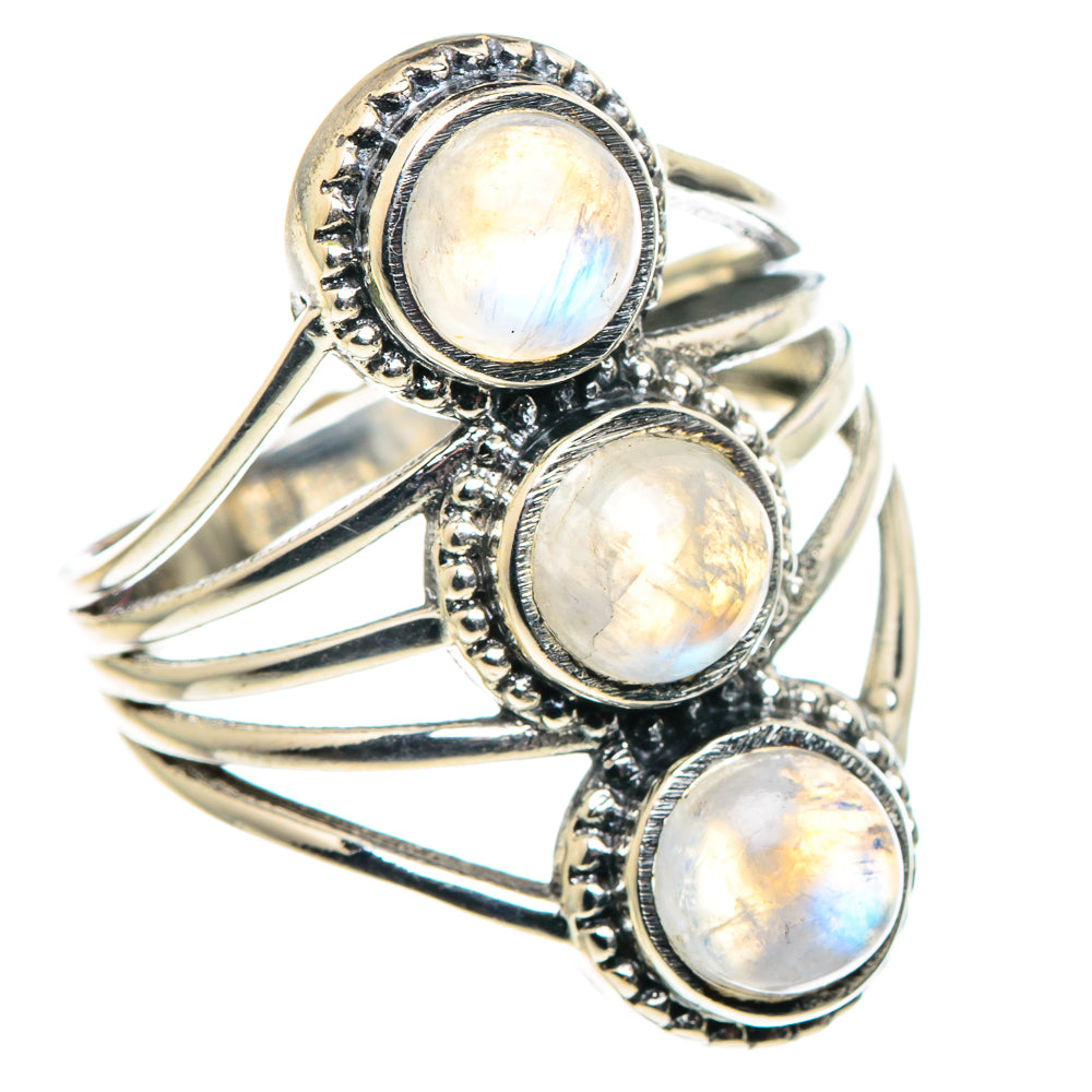 Rainbow Moonstone Rings handcrafted by Ana Silver Co - RING88912