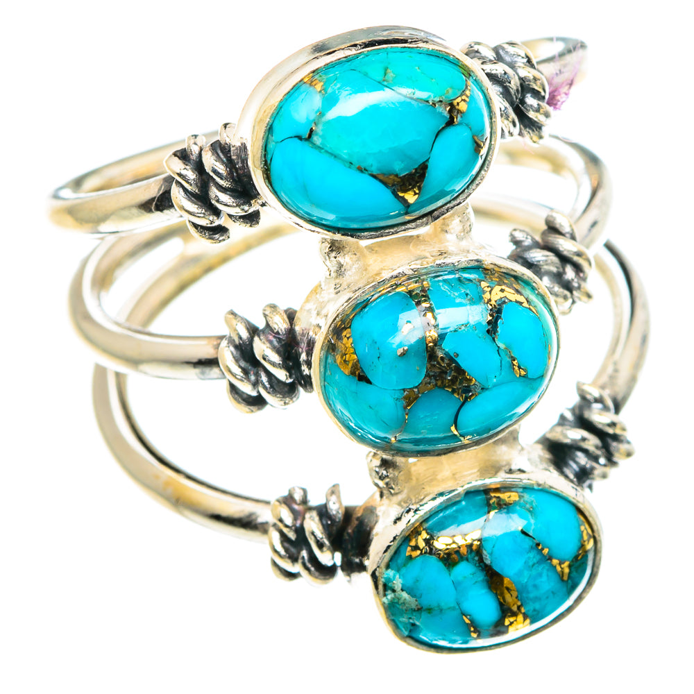 Blue Copper Composite Turquoise Rings handcrafted by Ana Silver Co - RING88954