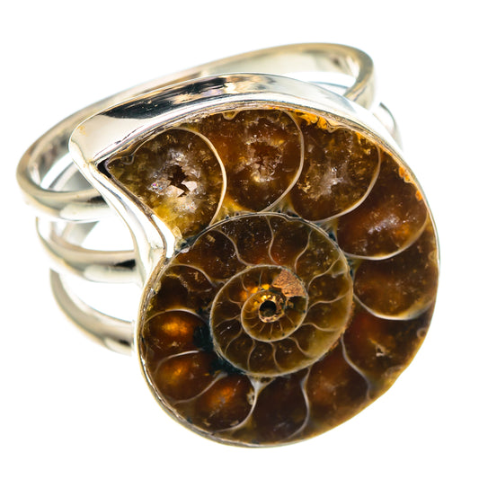Ammonite Fossil Rings handcrafted by Ana Silver Co - RING89015