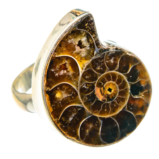 Ammonite Fossil Rings handcrafted by Ana Silver Co - RING89047