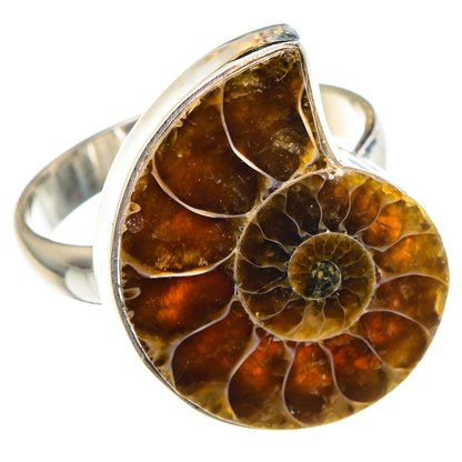 Ammonite Fossil Rings handcrafted by Ana Silver Co - RING89077