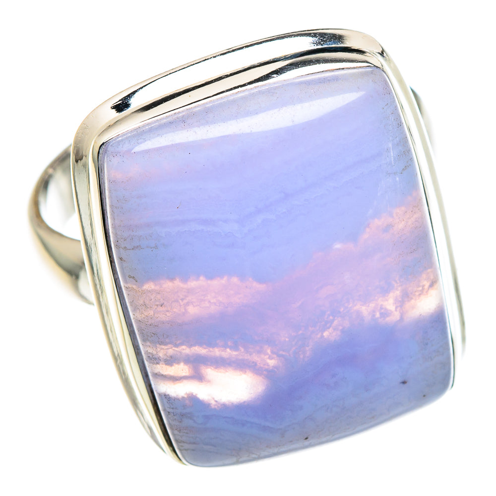 Blue Lace Agate Rings handcrafted by Ana Silver Co - RING89131
