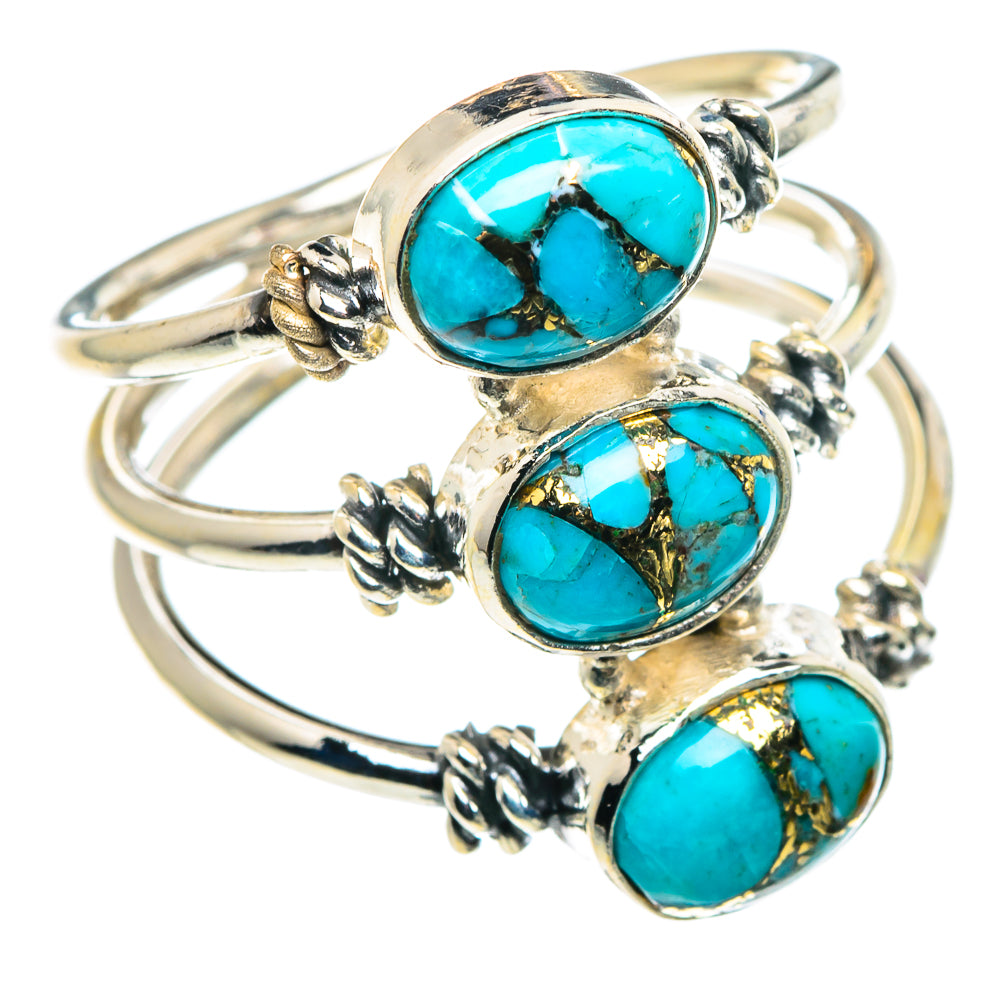 Blue Copper Composite Turquoise Rings handcrafted by Ana Silver Co - RING89141