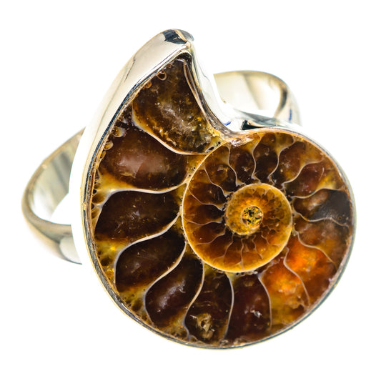 Ammonite Fossil Rings handcrafted by Ana Silver Co - RING89306