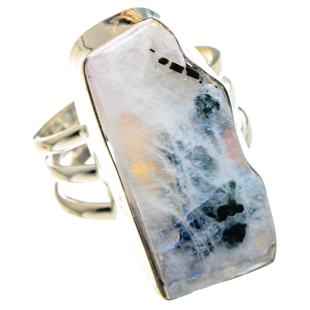 Rainbow Moonstone Rings handcrafted by Ana Silver Co - RING89353