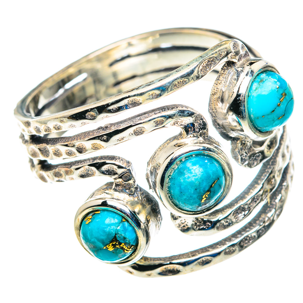 Blue Copper Composite Turquoise Rings handcrafted by Ana Silver Co - RING89374