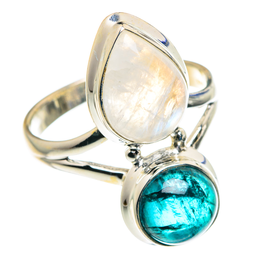 Rainbow Moonstone Rings handcrafted by Ana Silver Co - RING89450