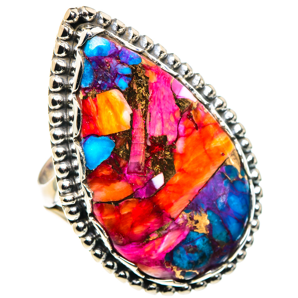 Kingman Pink Dahlia Turquoise Rings handcrafted by Ana Silver Co - RING89598