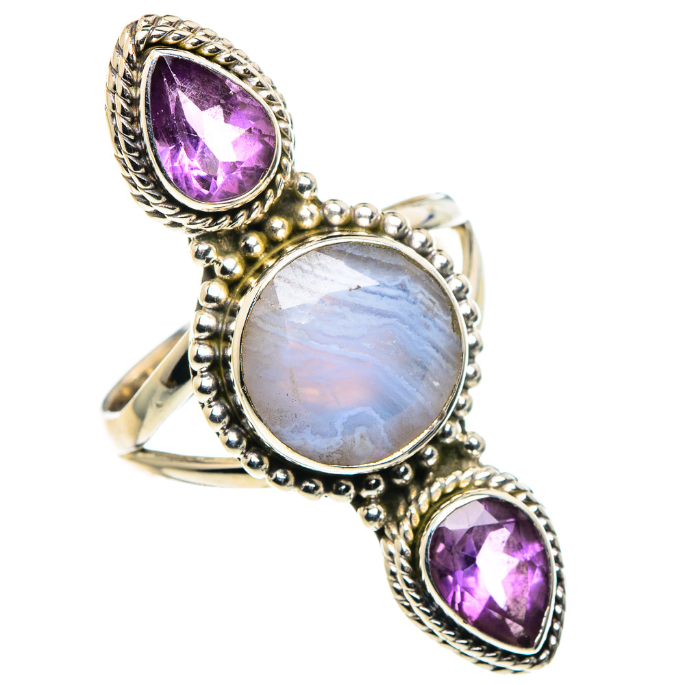 Blue Lace Agate Rings handcrafted by Ana Silver Co - RING89628