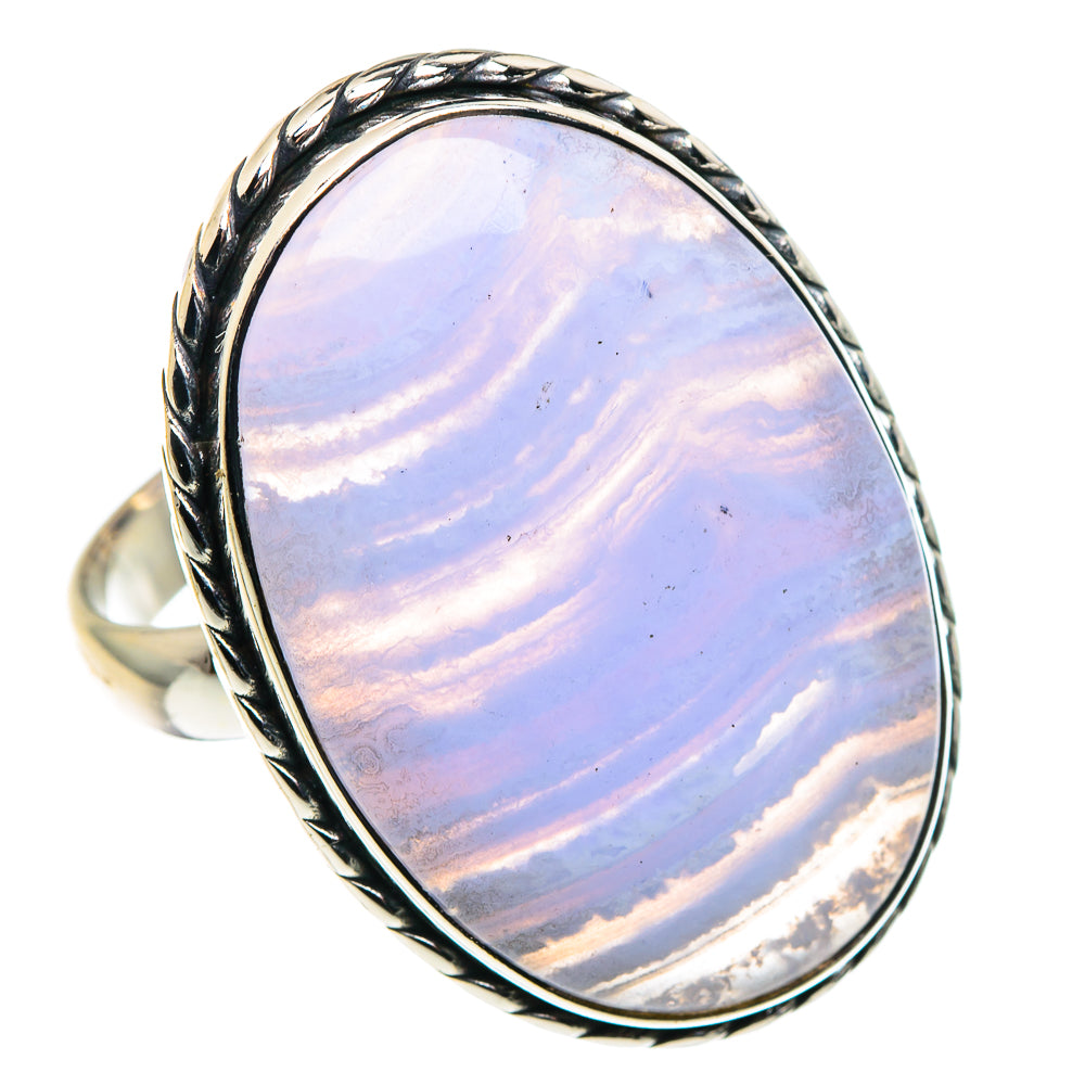Blue Lace Agate Rings handcrafted by Ana Silver Co - RING89635