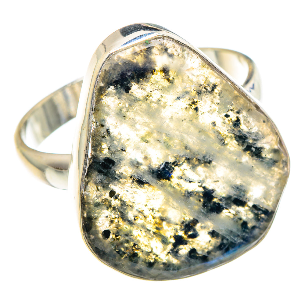 Rainbow Moonstone Rings handcrafted by Ana Silver Co - RING89636