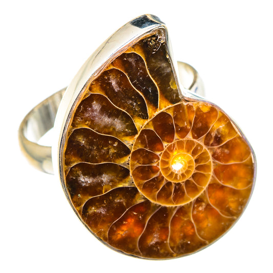 Ammonite Fossil Rings handcrafted by Ana Silver Co - RING89653