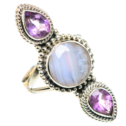 Blue Lace Agate Rings handcrafted by Ana Silver Co - RING89662