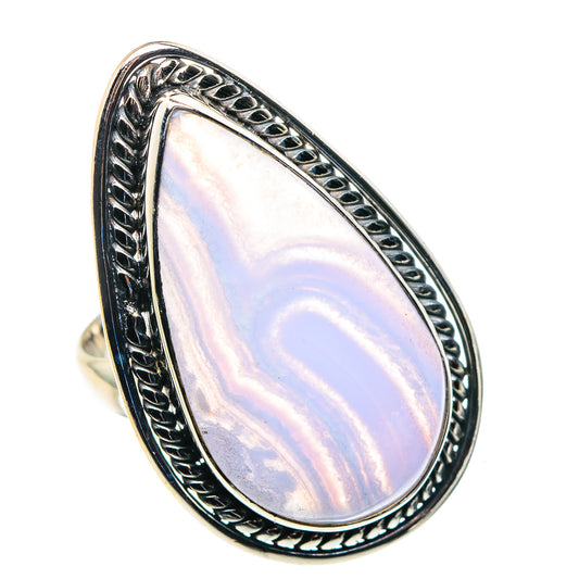 Blue Lace Agate Rings handcrafted by Ana Silver Co - RING89664