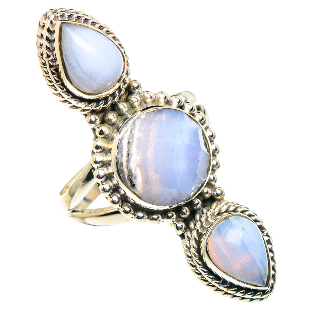 Blue Lace Agate Rings handcrafted by Ana Silver Co - RING89668