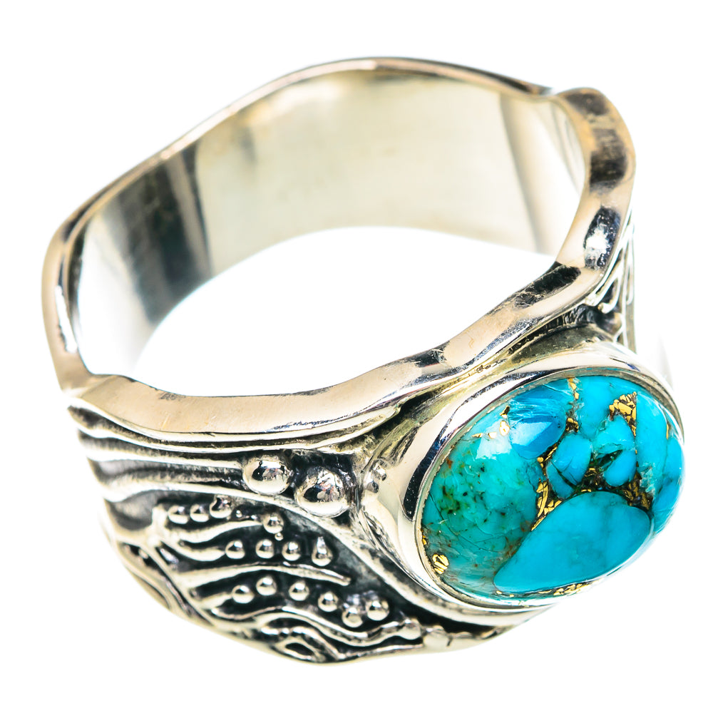 Blue Copper Composite Turquoise Rings handcrafted by Ana Silver Co - RING89678