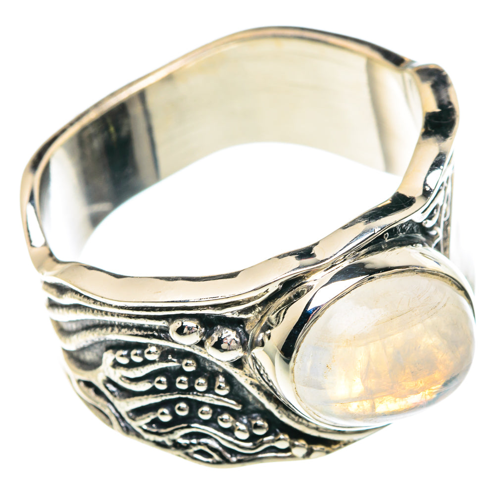 Rainbow Moonstone Rings handcrafted by Ana Silver Co - RING89737