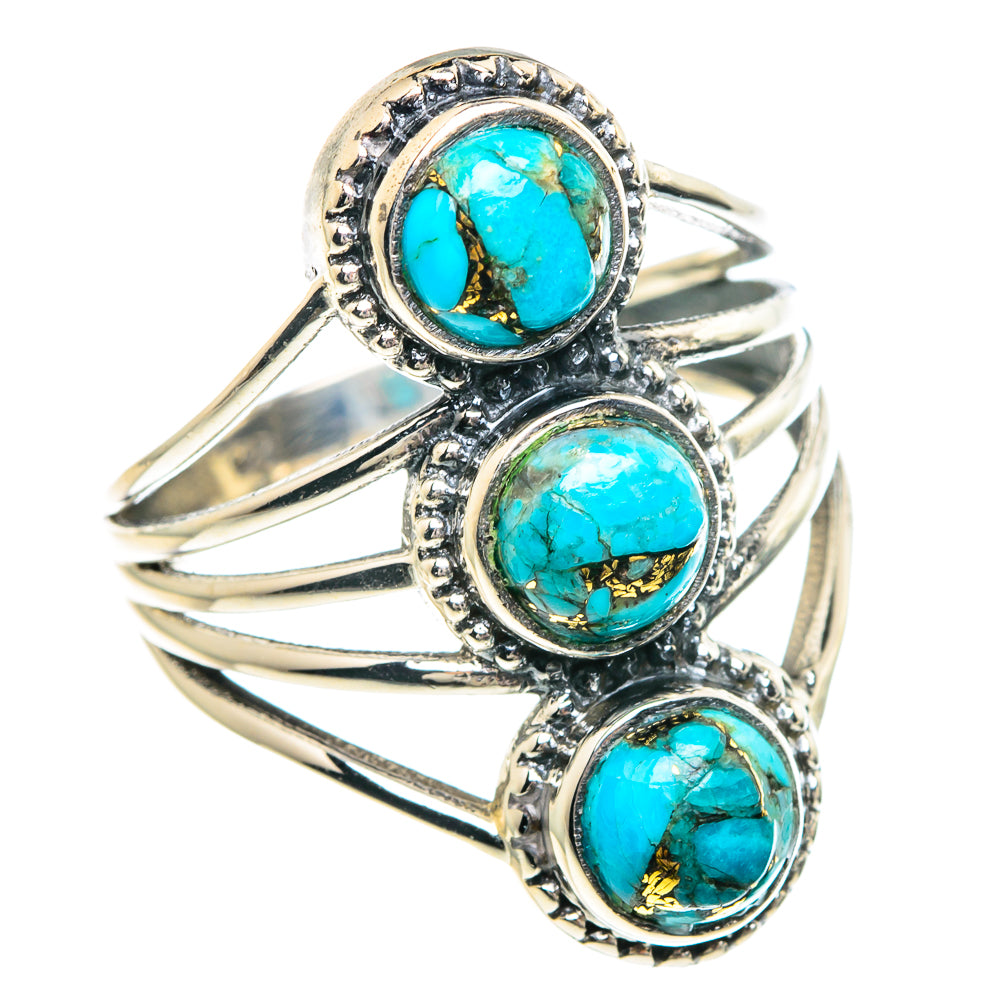 Blue Copper Composite Turquoise Rings handcrafted by Ana Silver Co - RING89744