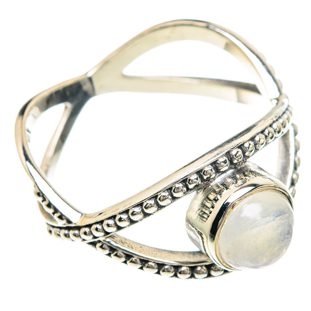 Rainbow Moonstone Rings handcrafted by Ana Silver Co - RING89834