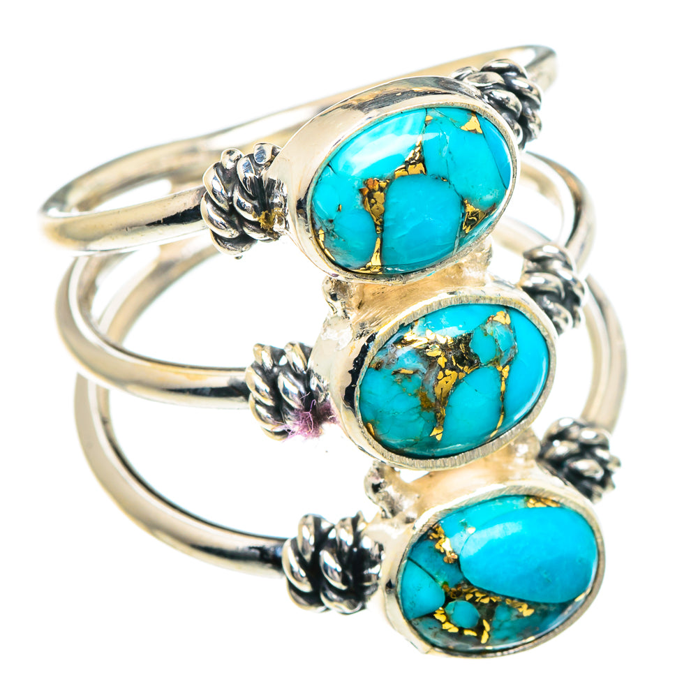 Blue Copper Composite Turquoise Rings handcrafted by Ana Silver Co - RING89873