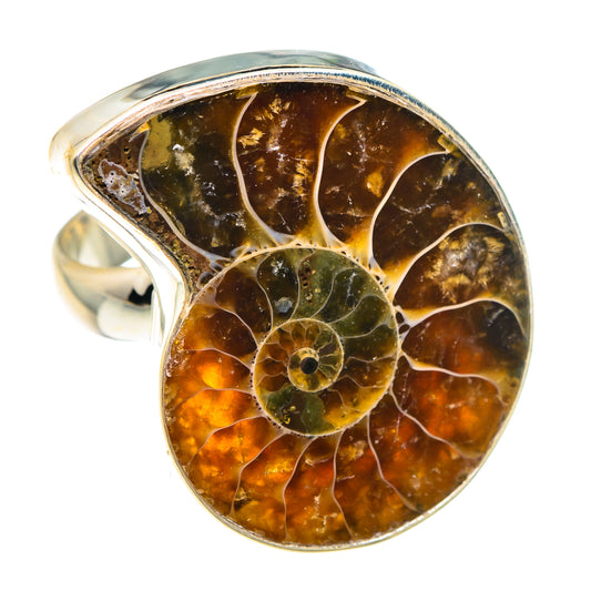 Ammonite Fossil Rings handcrafted by Ana Silver Co - RING89884