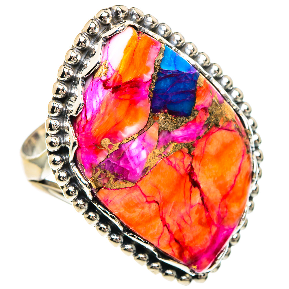 Kingman Pink Dahlia Turquoise Rings handcrafted by Ana Silver Co - RING89933