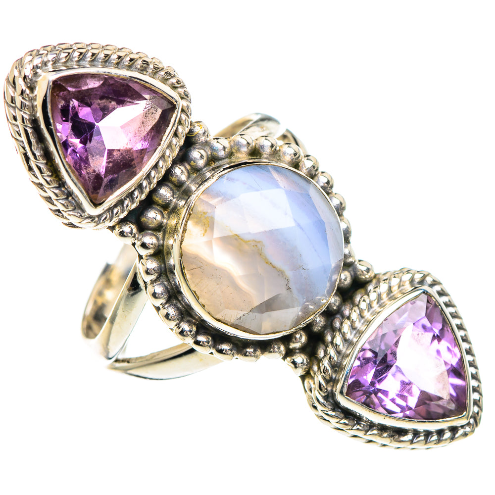 Blue Lace Agate Rings handcrafted by Ana Silver Co - RING89988