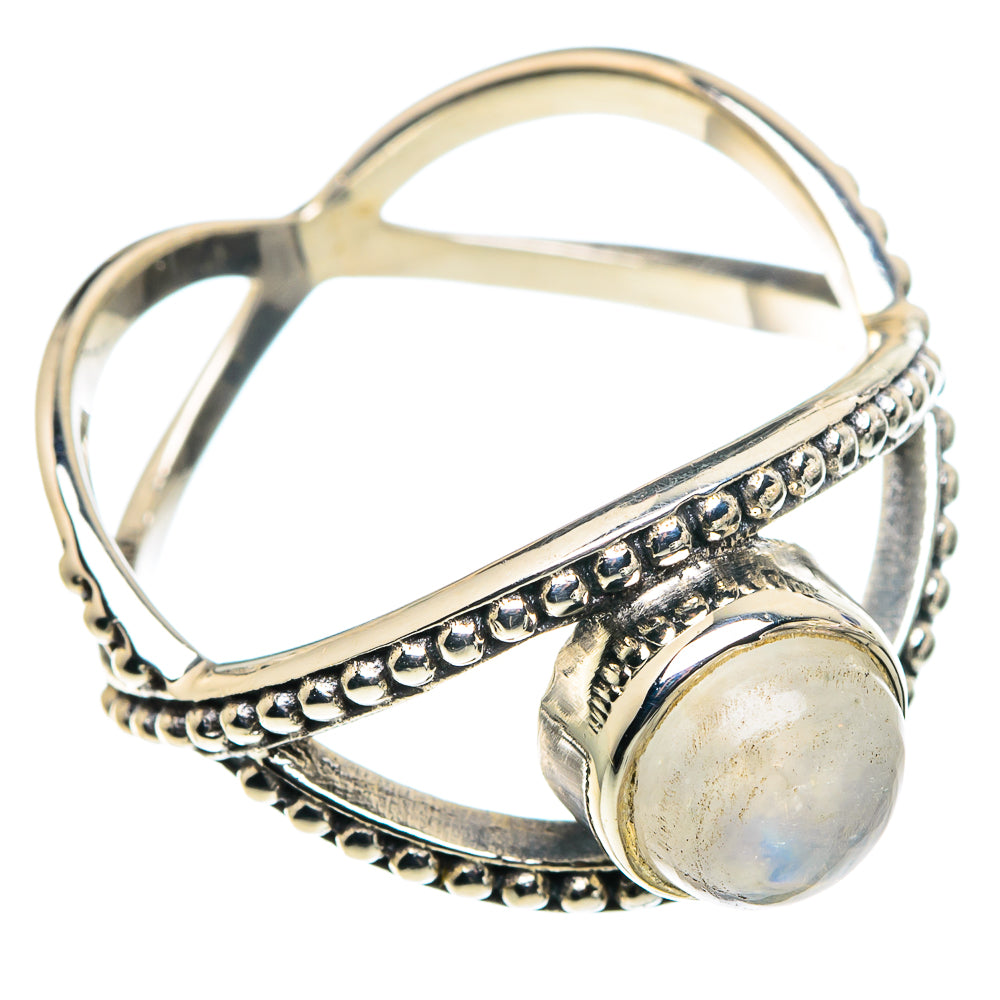 Rainbow Moonstone Rings handcrafted by Ana Silver Co - RING90059